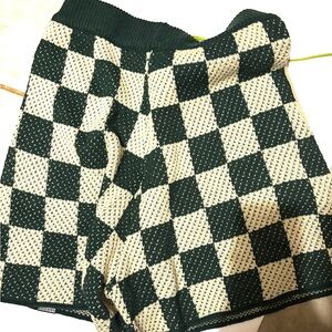 Sumwon Checkered green and Cream Pants with neon drawstring XL